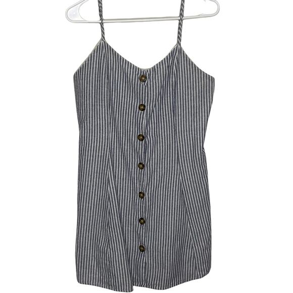 I JOAH Dress Spaghetti Strap Blue and White Striped Button Front Juniors Large - Picture 1 of 5